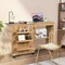 Home Sewing Craft Table Shelf Storage Cabinet Foldable Design W/Wheels Natural